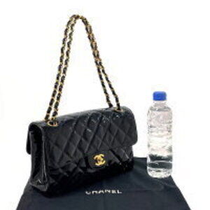 Chanel Shoulder Black Leather Patent Chain Matelasse Bag